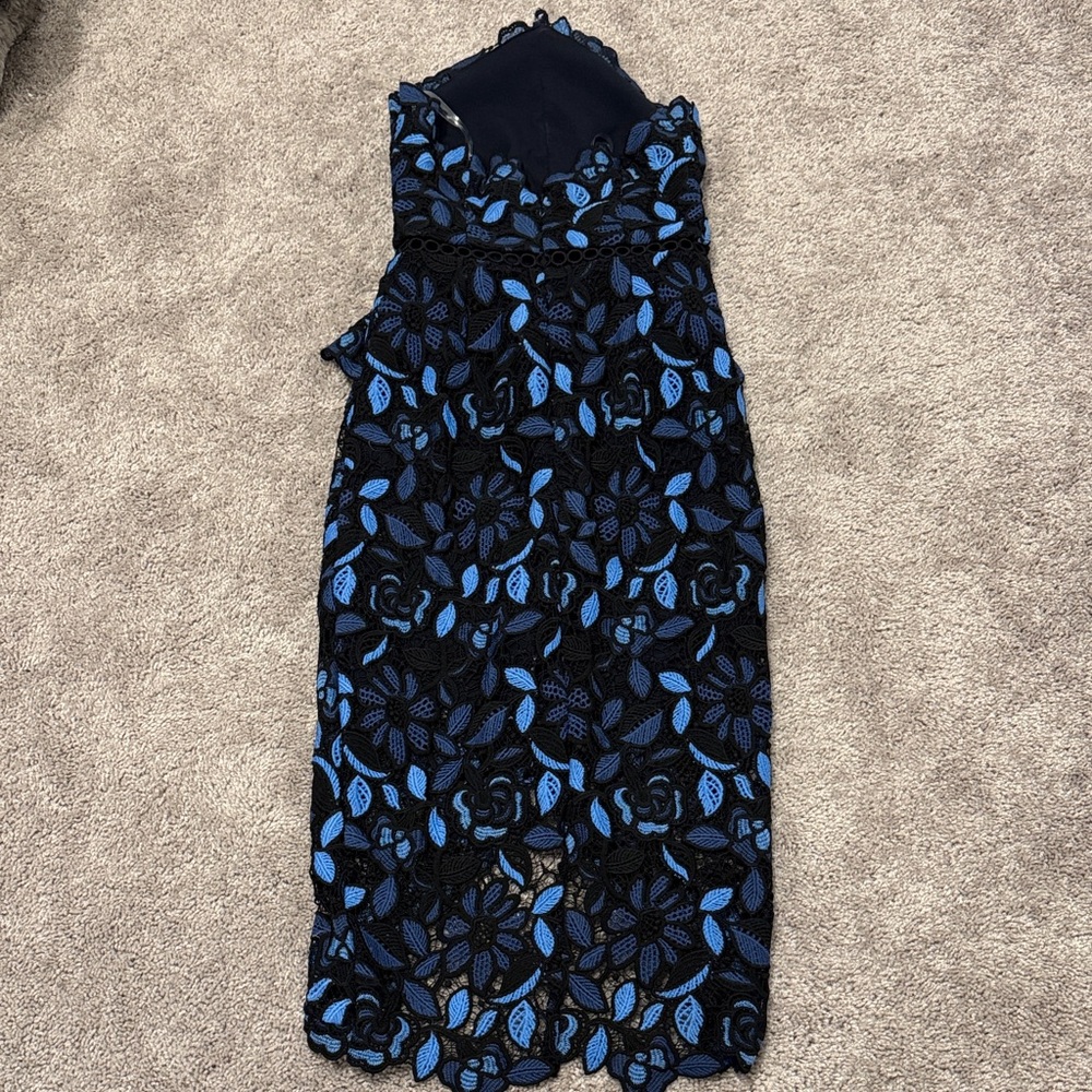 Elliatt Times Strapless Black and Blue Lace Dress - Picture 6 of 7
